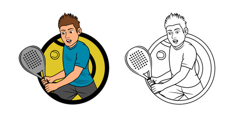 Padel Player Cartoon Logo Design Illustration vector suitable for your design needs