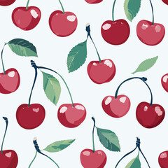 Cherry Pattern Hand Draw Vintage Vector