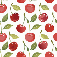 Cherry Pattern Hand Draw Vintage Vector