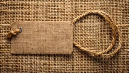 Burlap fabric with twine loop for labeling or gift wrapping
