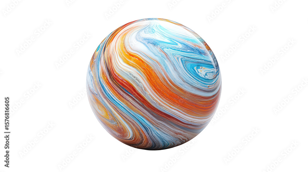 Poster a swirling sphere of colorful marble texture creates an abstract and mesmerizing design isolated on 