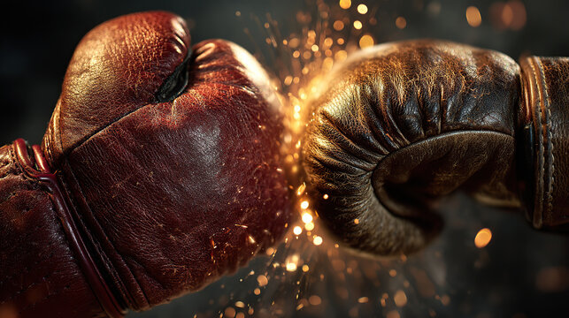 Intense Boxing Gloves Clash with Sparks - Premium Action Illustration - Powered by Adobe