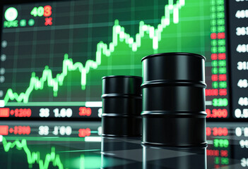 Stock Market Chart with Future Digital Data and Global Financial Trends, Oil Stock Chart.