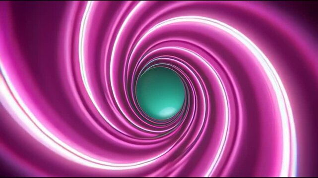 Vibrant Swirling Tunnel with Pink, Purple, and Turquoise Hues Creates Dynamic Motion and Depth, Leading to Central Sphere in Futuristic and Energetic Atmosphere
