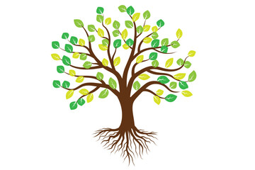 Beautiful vector tree with colorful leaves