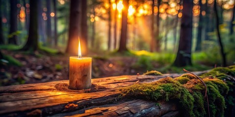 Obraz premium Fiery ambiance in forest at dusk