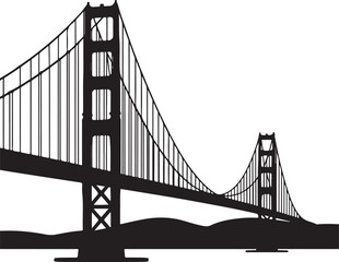 Fototapeta premium Iconic Bridge Silhouette Vector DesignCity Bridge Silhouette for Skyline ScenesSuspension Bridge Silhouette IllustrationUrban Landscape Bridge ClipartElegant Architectural Bridge Silhouette