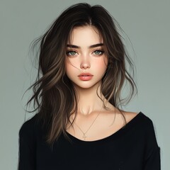 Portrait of a Realistic Woman Embodying Joy in a Calm and Raw Style