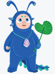 Vector illustration of a baby merman, cute cartoon character, isolated on white backround. It can be used for child's book, toy, print, game, logo