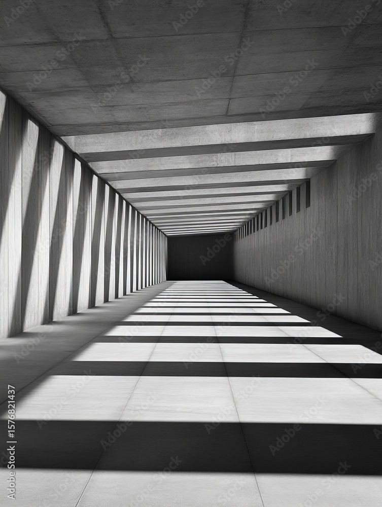 Aufkleber minimalist architectural corridor with shadows and light patterns