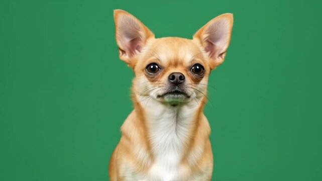 Chihuahua Dog on Green Background