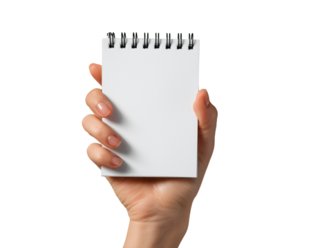 hand holding blank paper pad