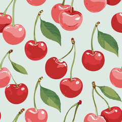 Cherry Pattern Vintage Background Hand draw