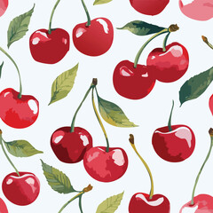 Cherry Pattern Vintage Background Hand draw