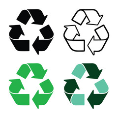 Obraz premium Recycle Symbol Icons in Black and Green . recycle 