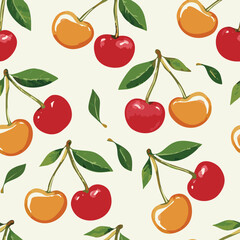 Cherry Pattern Vintage Background Hand draw