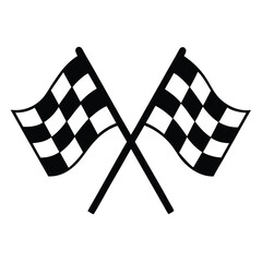 Checkered Flags Crossed Finish Line, Race, Competition, Victory, Success