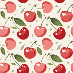 Cherry Pattern Vintage Background Hand draw