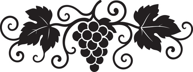 Grape vine scroll silhouette design vector art illustration © Mohaiminul