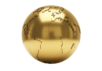 A Golden Globe Representing Earth: A 3D Render of Our Precious Planet
