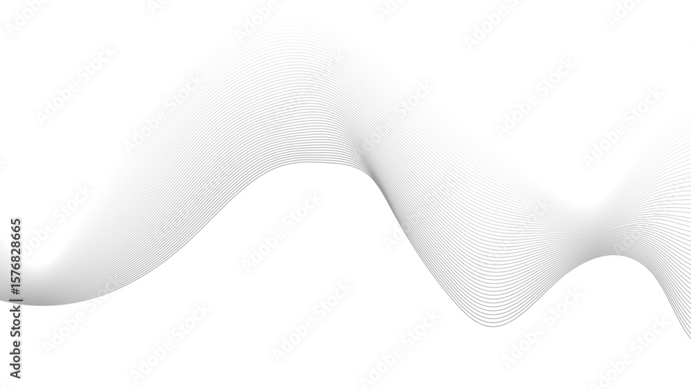 Poster abstract black lines wave curve motion on white background. abstract simple grey wave line design ca