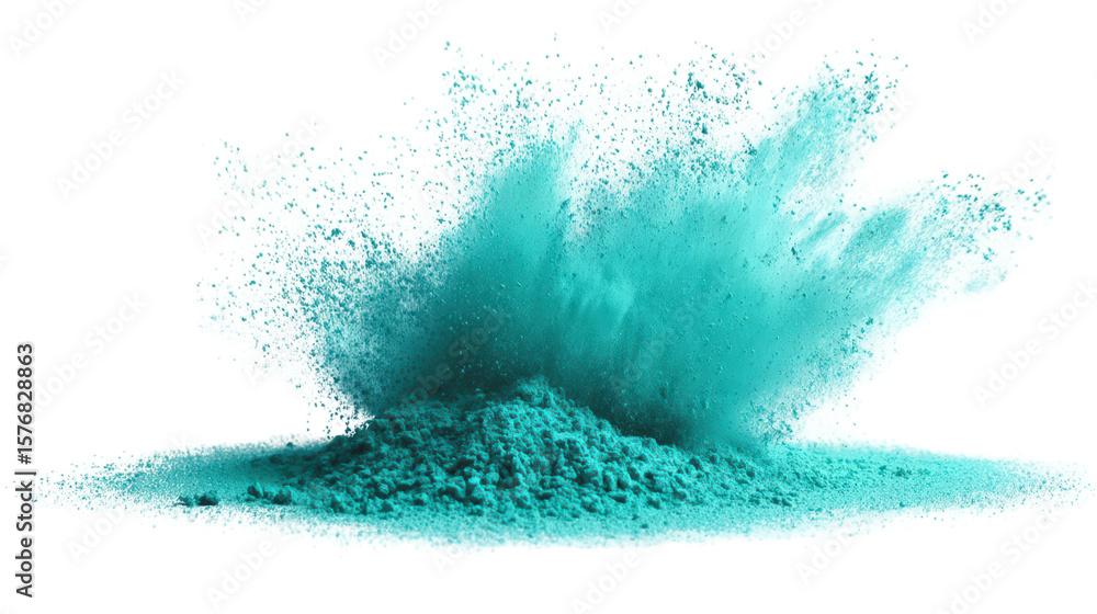 Poster a vibrant teal powder explosion creates a dynamic and impactful visual, perfect for adding energy an