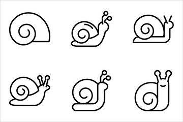 Snail Icon set. Slug in Shell Crawl Glyph Pictogram. Helix Slow Icon. vector illustration on white background