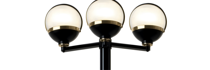 Elegant illuminated street lamps creating a warm ambiance on a black background