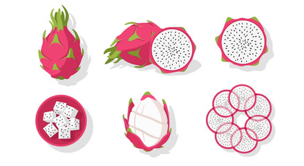 Dragon Fruit Illustration: Exotic Fruit Stages