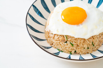 fried rice with pork and fried egg in Japanese style