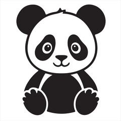 Obraz premium Silhouette Style Vector Panda Logo Design – Cute Minimal Panda Bear Icon in Black Silhouette – Wildlife Logo Template for Eco Brands, Kids Products, Nature Conservation, Zoo Branding