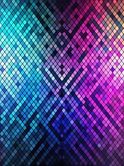 Abstract multicolored dark neon blue purple lilac pink black gray graphite patterns on pixelated gradient background