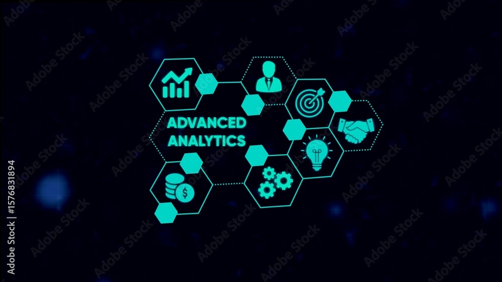 Poster advanced analytics concept representing data analysis business strategy financial growth and ideas