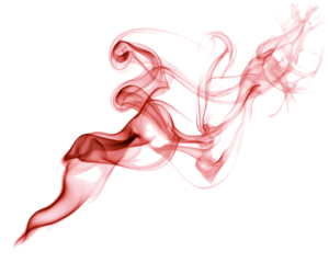 Red smoke trail on bright field