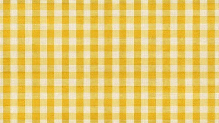 Vintage yellow gingham check fabric background with subtle texture