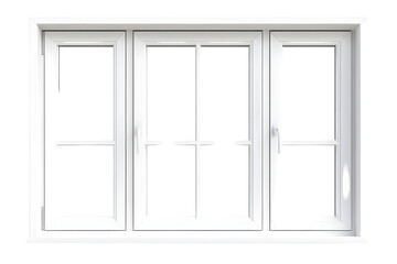 Damaged white window frame against a black background creates a stark contrast