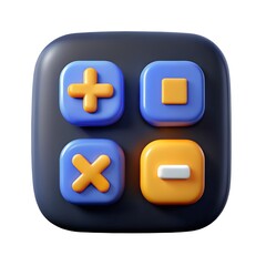 Fototapeta premium Modern 3d calculator icon with plus minus multiply and square buttons