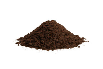 Small mound of ground coffee resting on a transparent background, perfect for enhancing coffee-themed projects and designs