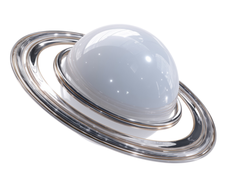 Saturn shaped object with metal rings