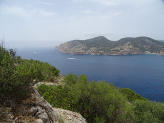 Fototapeta premium View from cliff above Cap Andritxol and coastline of southwest Mallorca