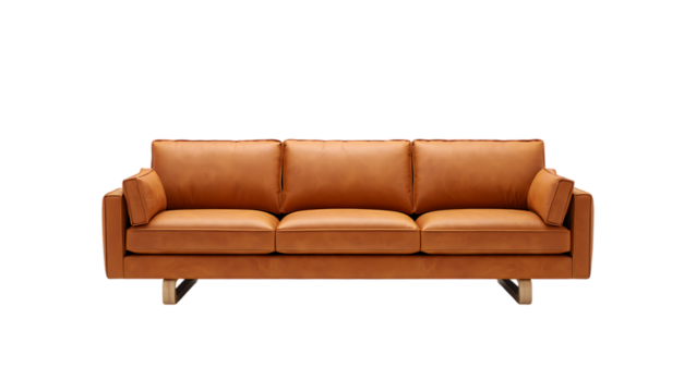 Modern Tan Leather Sofa Comfortable & Stylish Living Room Furniture