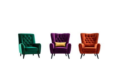 Obraz premium Elegant Velvet Armchairs Jewel-Toned Comfort and Style
