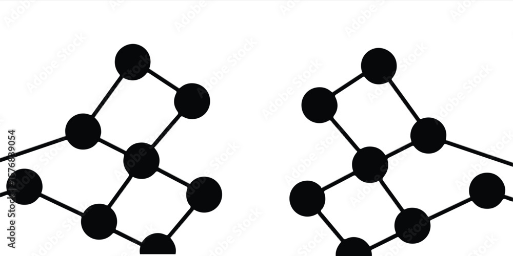 Aufkleber two identical black network diagrams with connected circles on a white background symmetrically plac