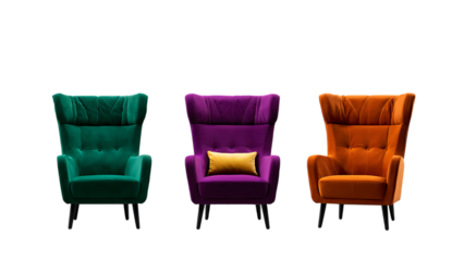 Elegant Velvet Armchairs Teal, Purple, and Orange Upholstery Options