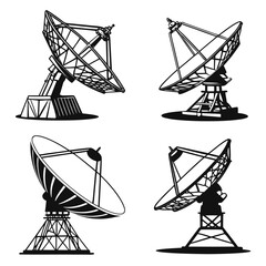 Black satellite dishes communication technology radar space