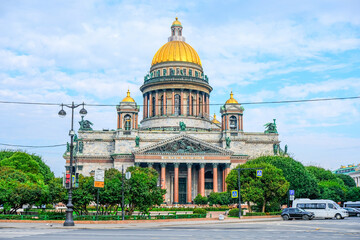 photos of Saint Isaac's Cathedral and the equestrian statue of Nicholas I in St. Petersburg, Russia