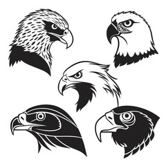 Collection of Majestic Bird Head Silhouettes eagle hawk