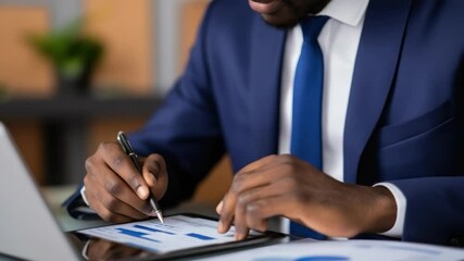 Person reviewing financial data on a tablet - Powered by Adobe