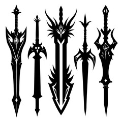 Fantasy sword silhouettes with ornate designs fantasy swords weapon silhouettes