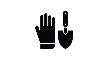 Gardening glove and trowel icon representing outdoor work and planting